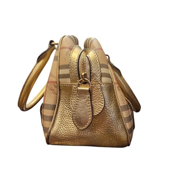 Burberry Haymarket Check PVC Leather with Gold Accents & COA - Picture 3 of 10